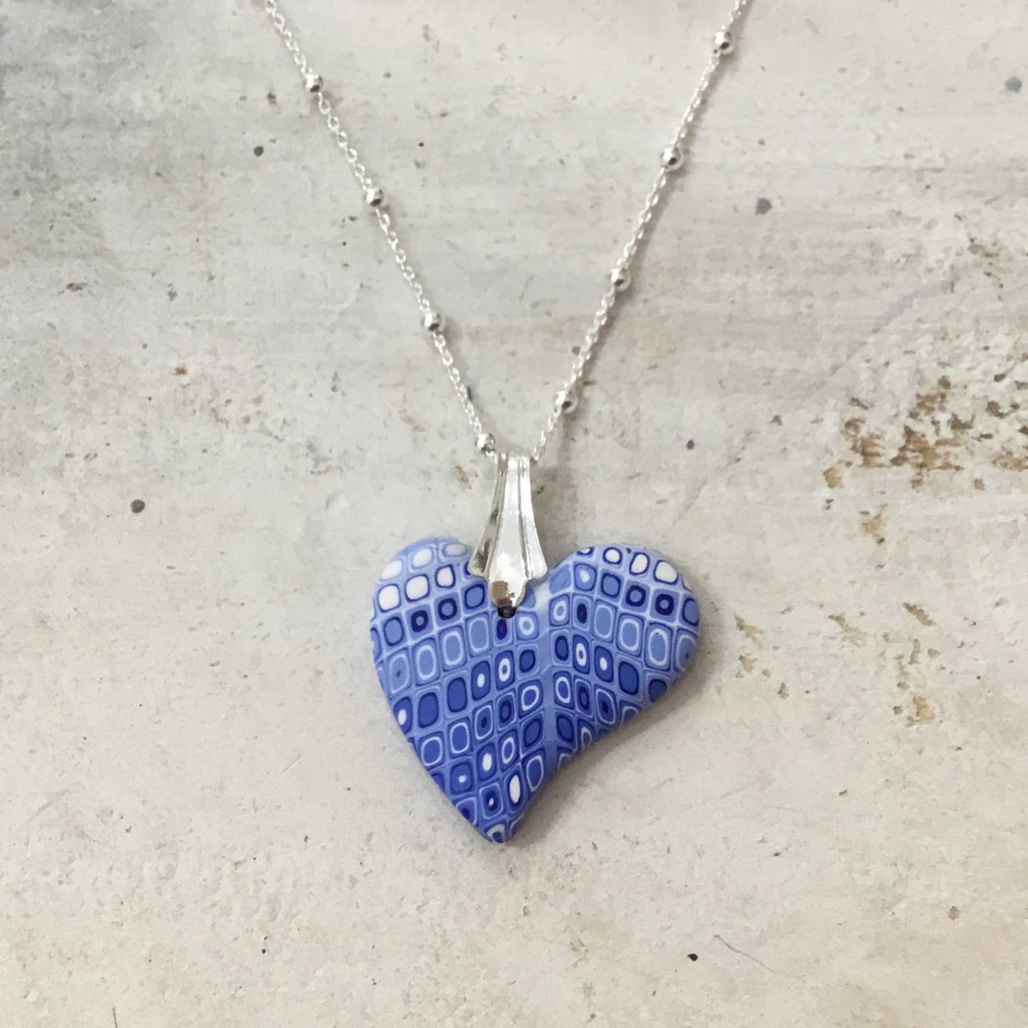 Mini Heart ¨ Tints of Blue¨ - Sterling Silver 925 necklace by Stephanie Fraselle - Artisan Jewellery Design