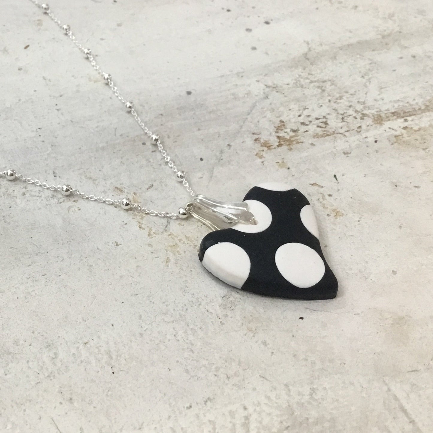 Mini Heart Polka dots ¨Monochrome¨ - Sterling Silver 925 necklace by Stephanie Fraselle - Artisan Jewellery Design