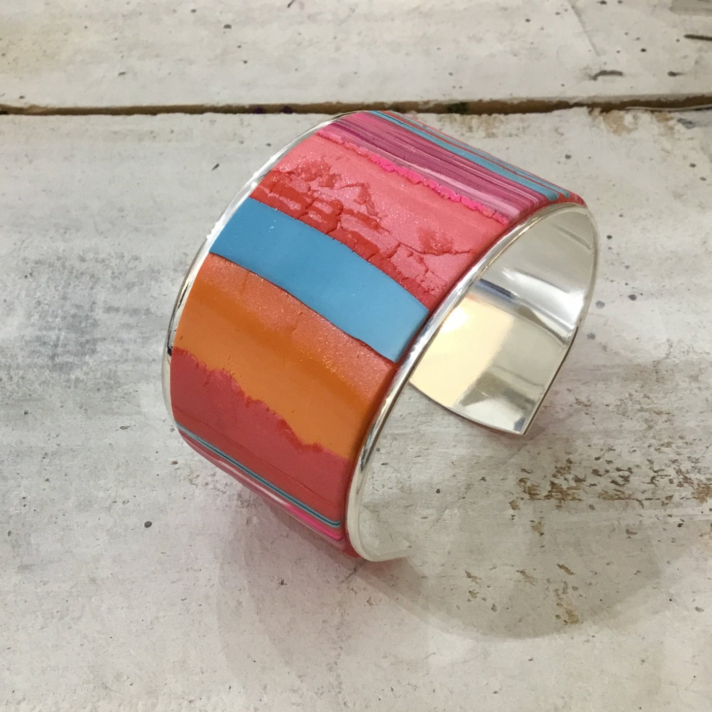 “Tropical Fizz” 37mm Bracelet cuff by Stephanie Fraselle - Artisan Jewellery Design