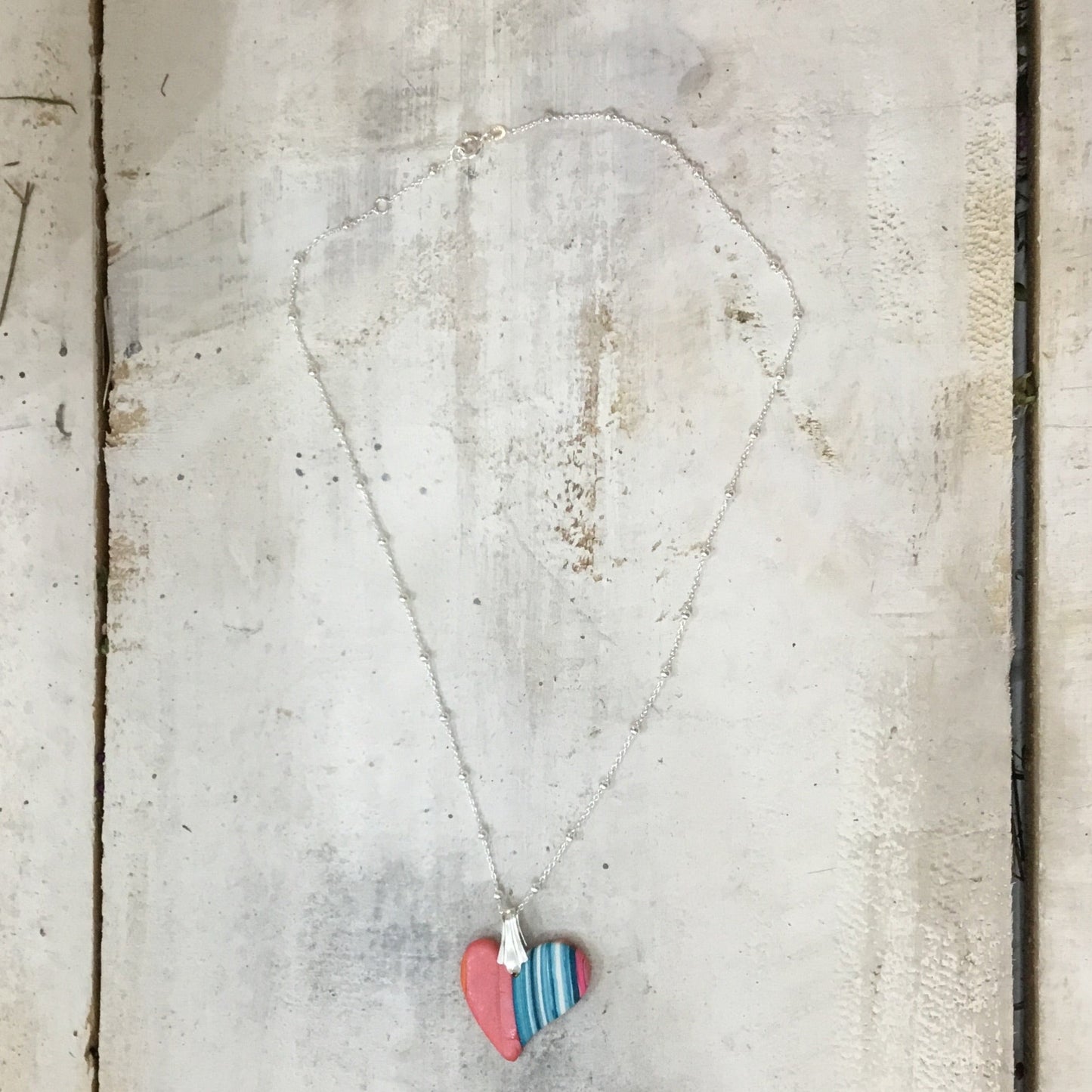 Mini Heart ¨Tropical Fizz ¨ - Sterling Silver 925 necklace by Stephanie Fraselle - Artisan Jewellery Design