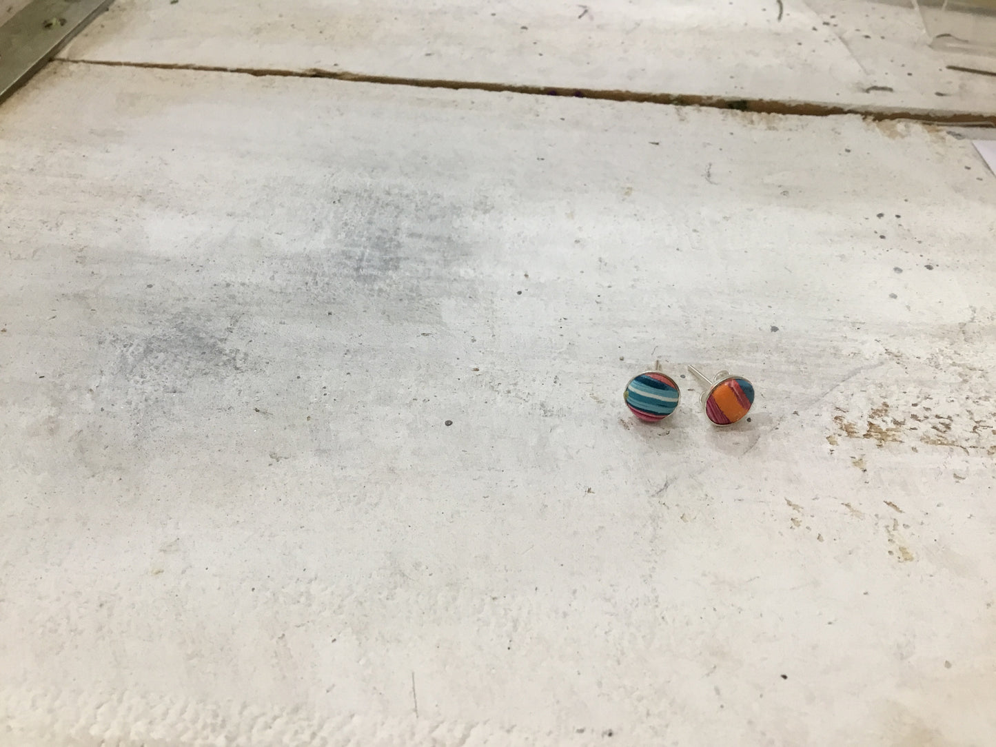“Tropical Fizz” 925 STERLING SILVER 10mm EARRING STUDS - handmade - by Stephanie Fraselle - Artisan Jewellery Design
