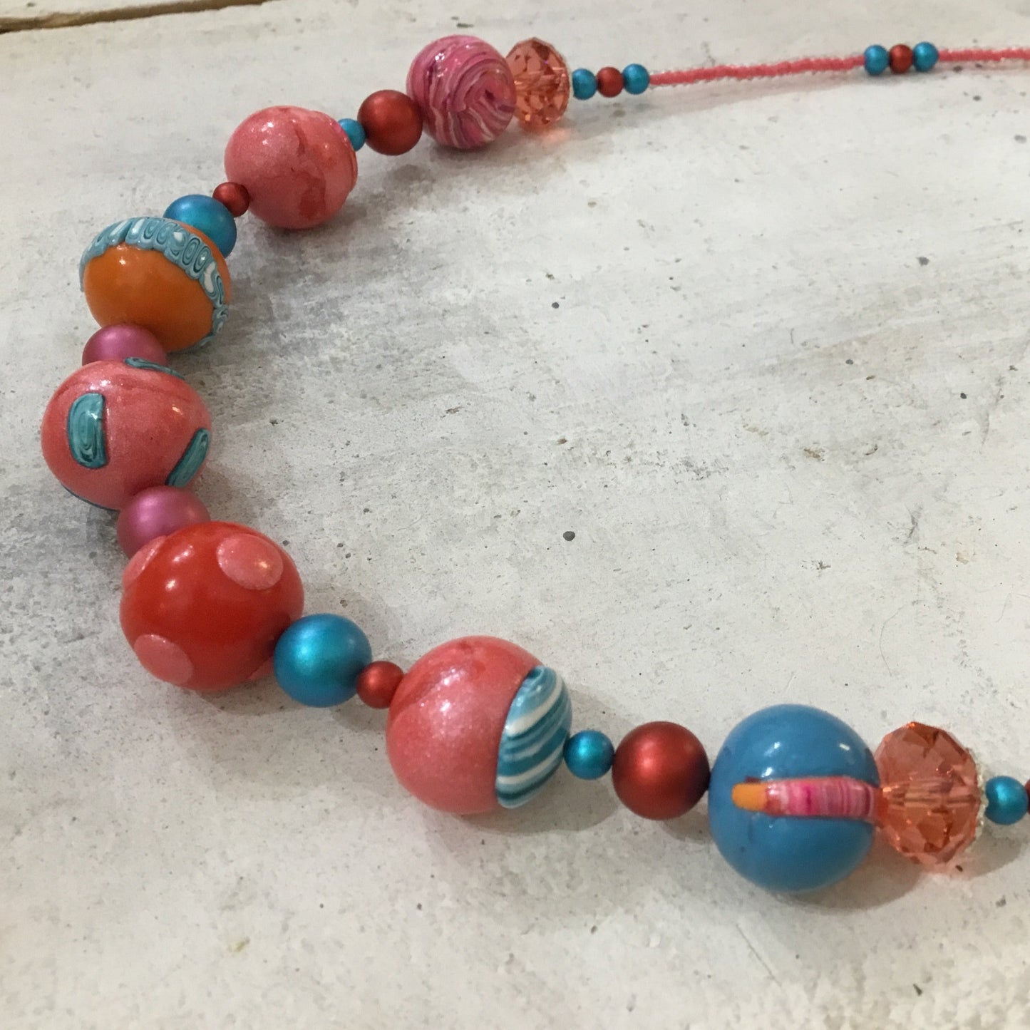 “Tropical Fizz” beaded Empress necklace by Stephanie Fraselle - Artisan Jewellery Design