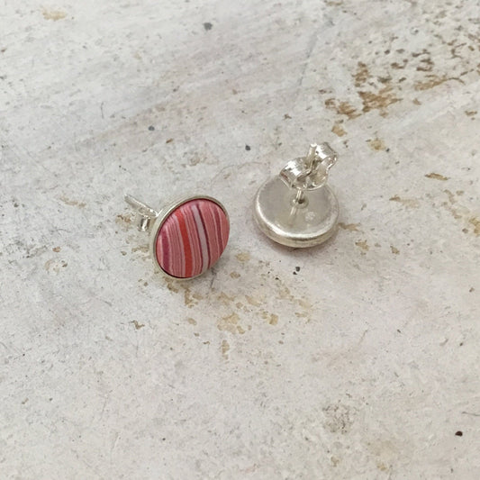 PENDIENTES DE PLATA DE LEY 925 DE 12 MM “Rosa ruborizado y coral” - hechos a mano - por Stephanie Fraselle - Diseño de joyería artesanal