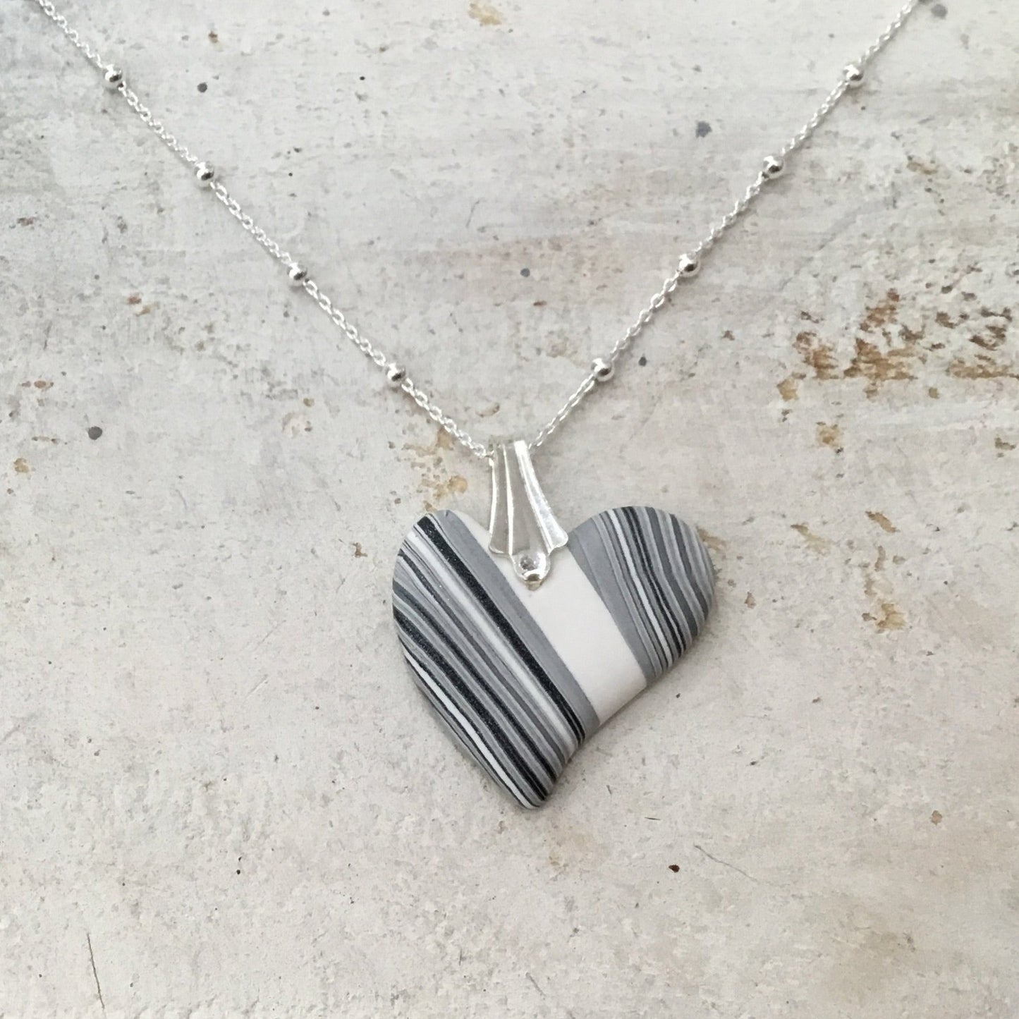 Mini Petite Heart ¨White Botanics ¨ - Sterling Silver 925 necklace by Stephanie Fraselle - Artisan Jewellery Design