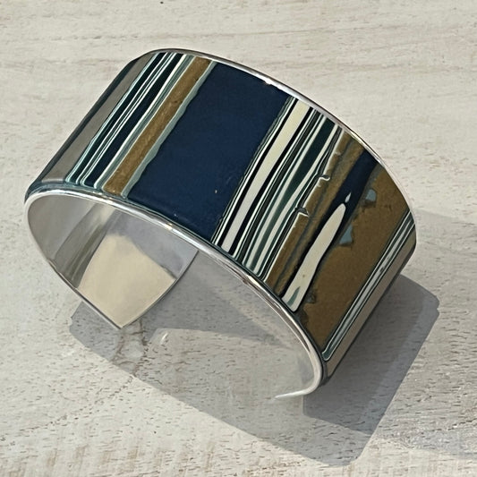 Nocturne | Sculptural Cuff in Sterling Silver-Coated Brass by Stephanie Fraselle