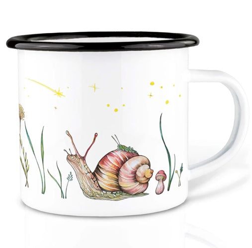 Robust and Light Enamel cup - Snail and Cricket Stargazing
