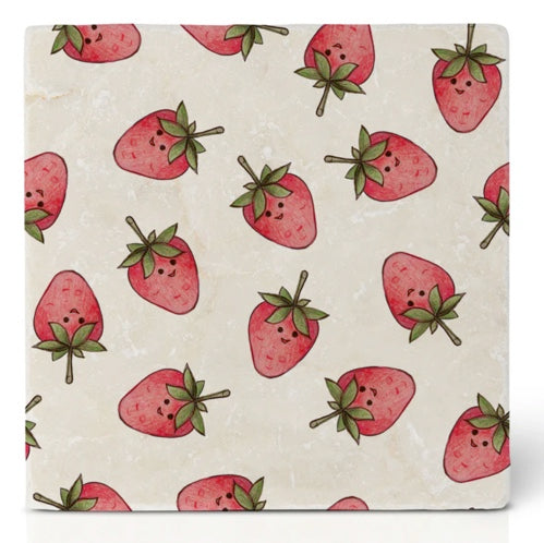 Natural stone art tile  "Strawberries"