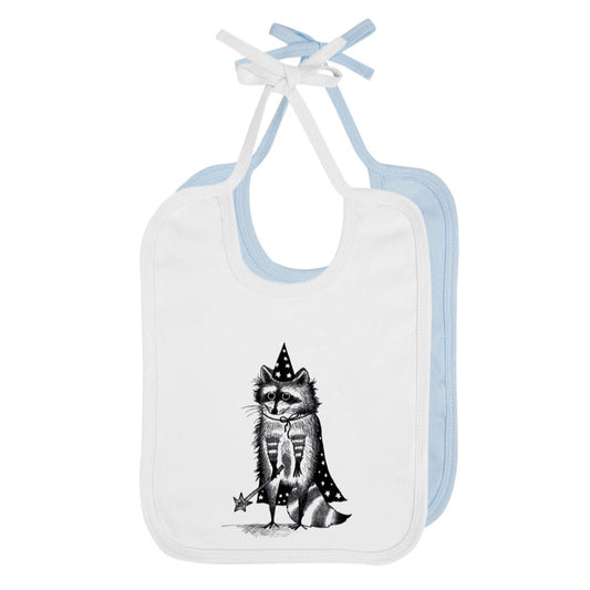 Easy Care Organic Cotton Baby Bib – Raccoon Magician - Whimsical