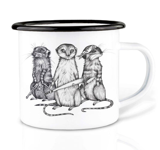 Emaille Tasse - Drei kleine Katzen