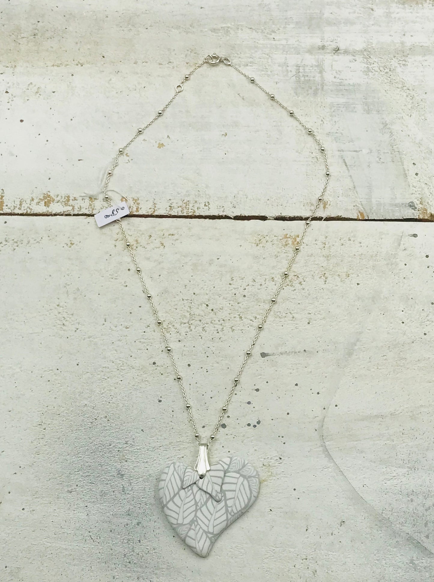 Colgante de corazón “White Botanics” - Collar de plata de ley 925 de Stephanie Fraselle - Diseño de joyería artesanal
