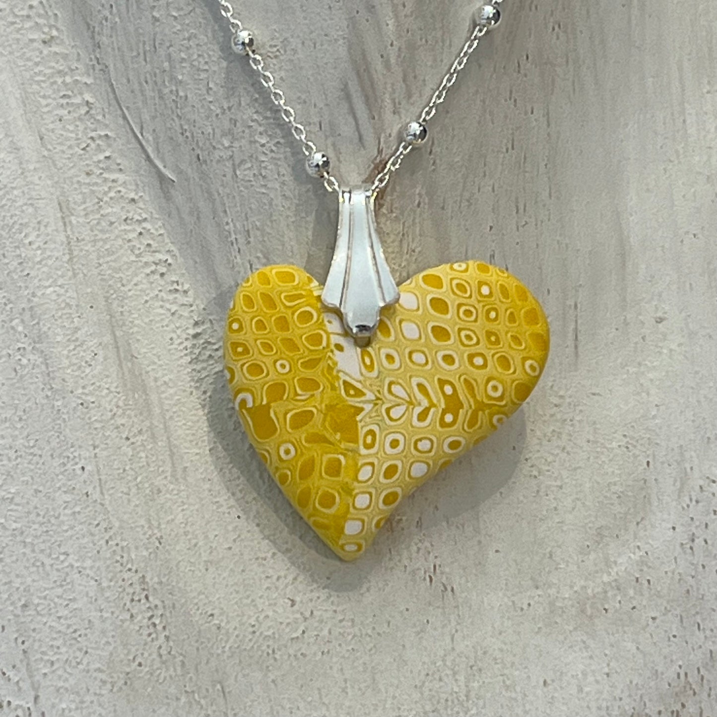 Solar Plexus Mosaic Sunshine Yellow -hand sculpted Mini heart by Stephanie Fraselle - Artisan Jewellery Design