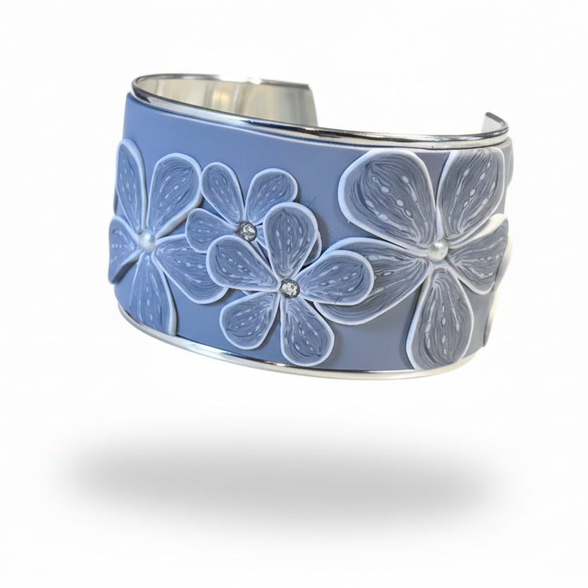 Grey Cashmere Bloom | Wide cuff | Hand Sculpted Florals