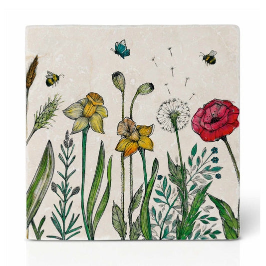 Natural stone art tile flowers