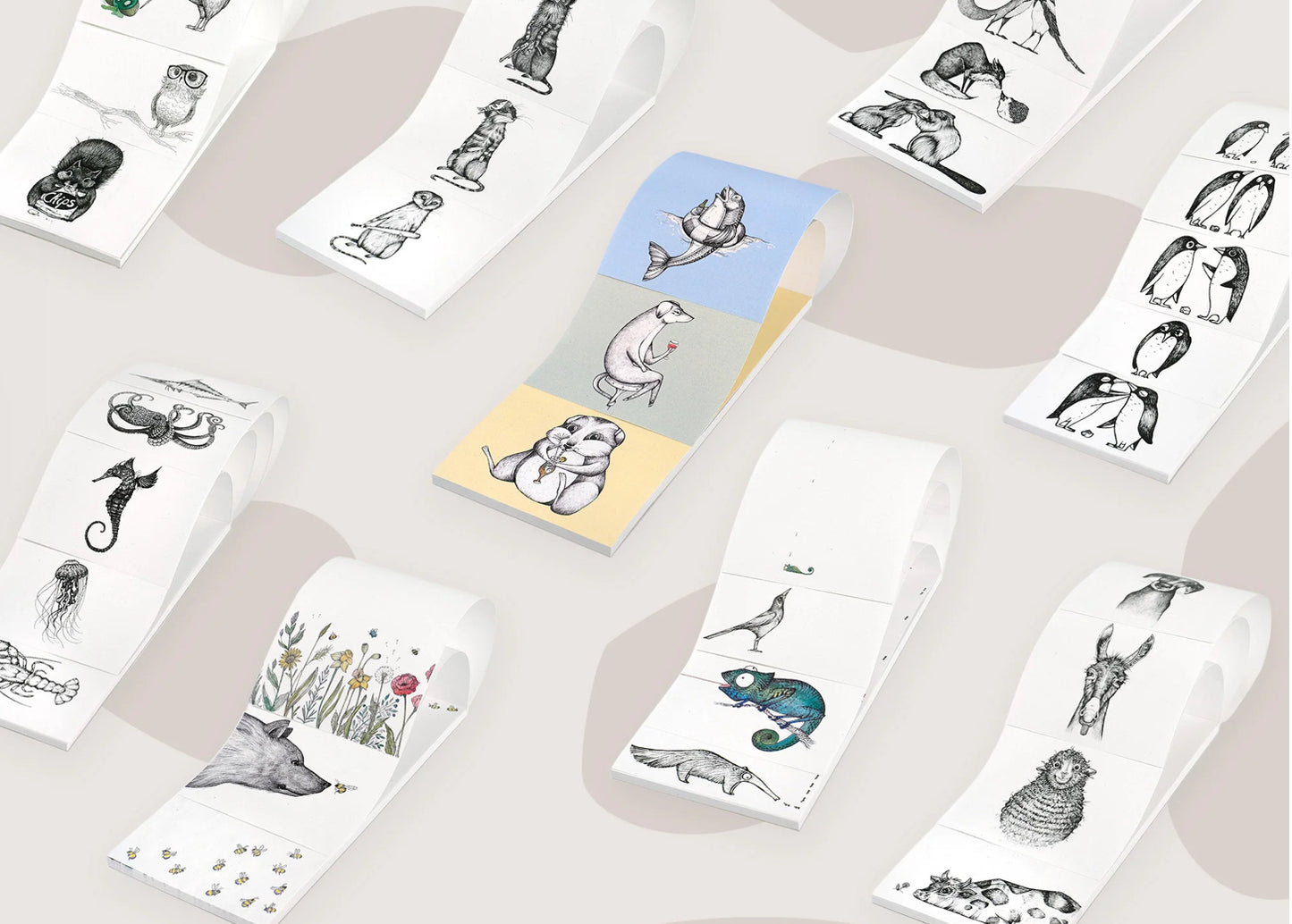 3 Illustrationen in 1 Notizblock - Der BÄR &amp; DIE BIENE - RECYCLINGPAPIER 