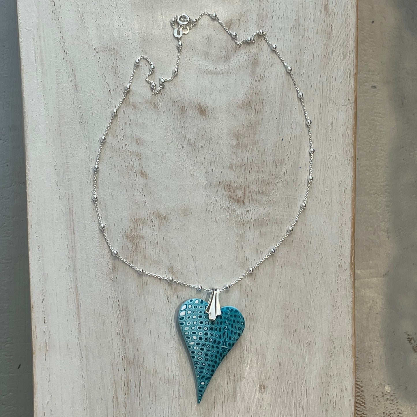 Curved Sculpted Heart Pendant – Tranquil Waters Collection by Stephanie Fraselle