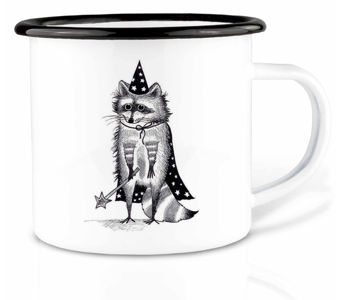 Emailletasse - Waschbär-Magier