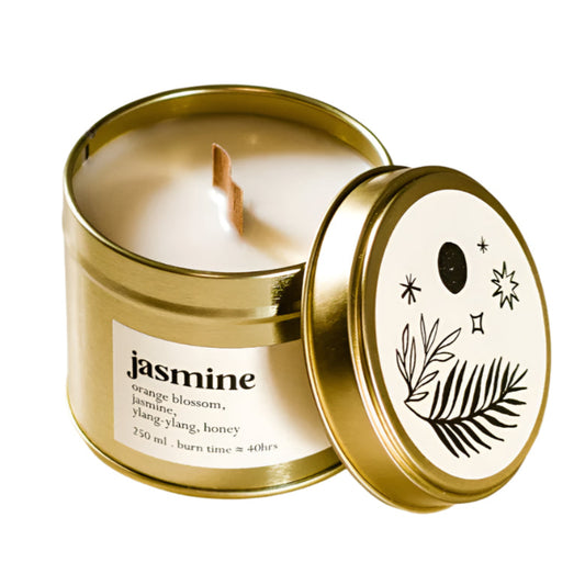 Jasmine botanical ARTISAN scented candle - large with wood wick