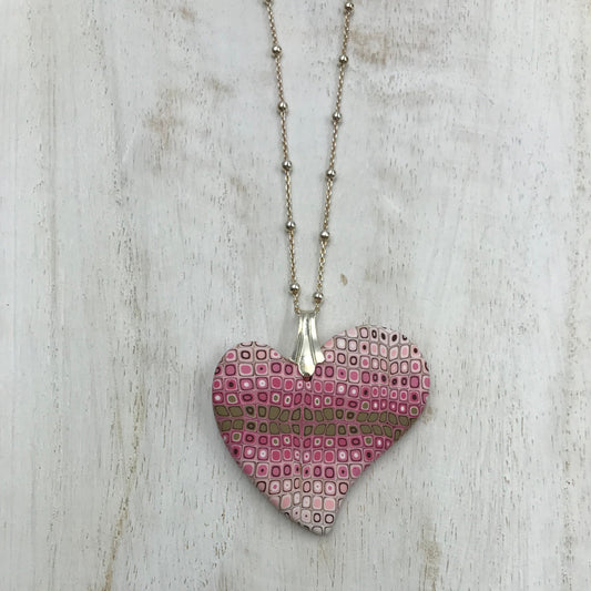 “Flamingo Pearl” Heart pendant - Sterling Silver 925 necklace by Stephanie Fraselle - Artisan Jewellery Design