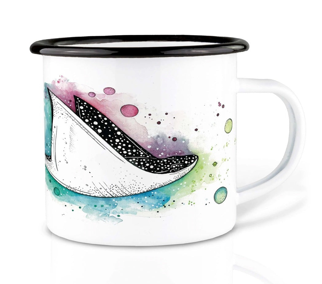 Taza de esmalte - Manta Raya Espacial