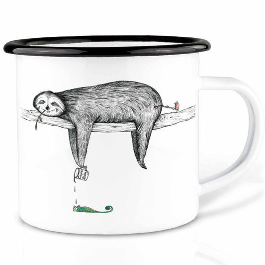 Emaille Tasse - Faultier