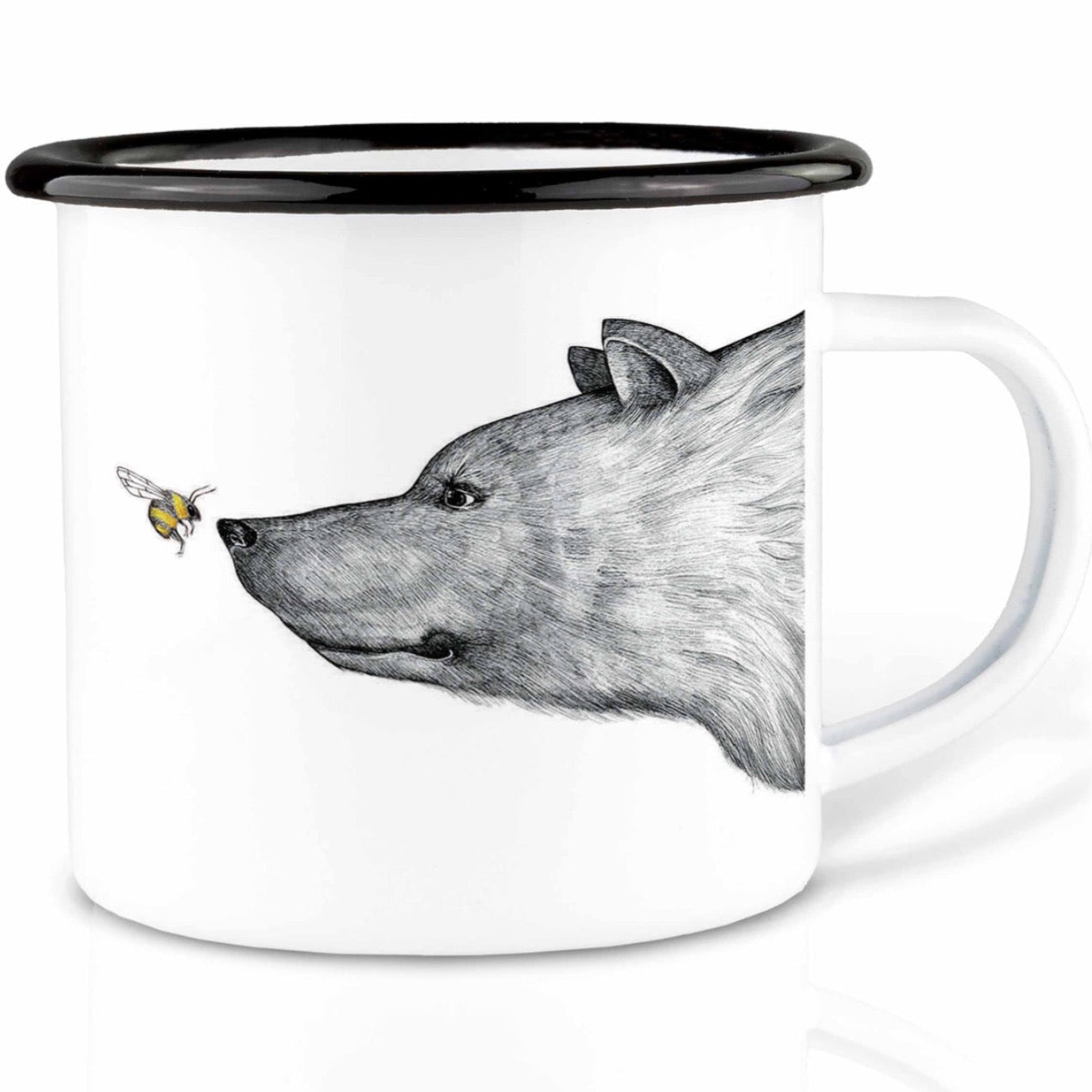 Emailletasse - Das Treffen - Der Bär und die Biene