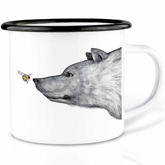 Emailletasse - Das Treffen - Der Bär und die Biene