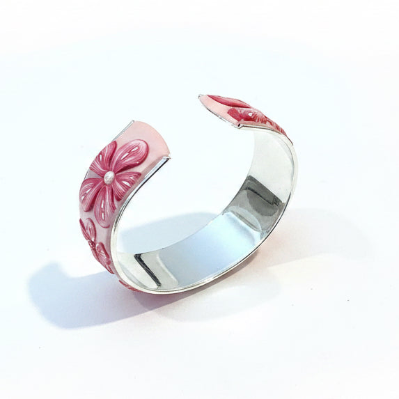 Pink Bloom | Medium Cuff | Hand Sculpted Flora