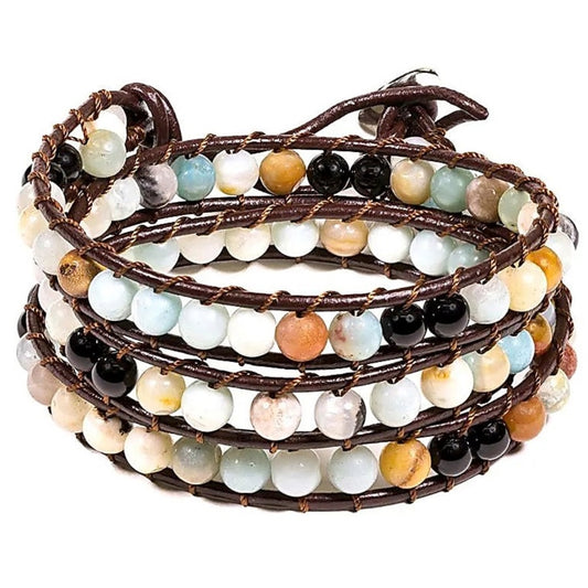 Pulsera de amazonita y ágata negra