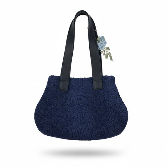 Handcrafted Navy Blue Nuno Felted Merino Wool Shoulder Bag
