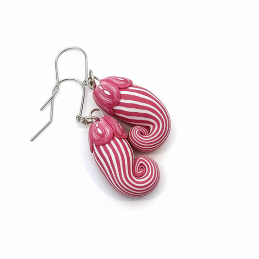 Aubergine Earrings | 925 STERLING SILVER  | PINK stripes