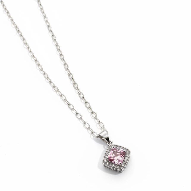 1CT Pink Sapphire & White Topaz |  925 Solid Sterling Silver Pendant with chain