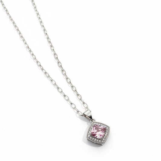 1CT Pink Sapphire & White Topaz |  925 Solid Sterling Silver Pendant with chain