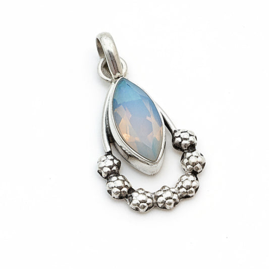 4CT FIRE OPALITE |  925 Solid Sterling Silver Pendant 11/3” long