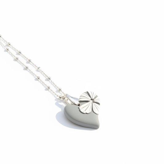 Mini Heart | Grey Bloom | Sterling Silver