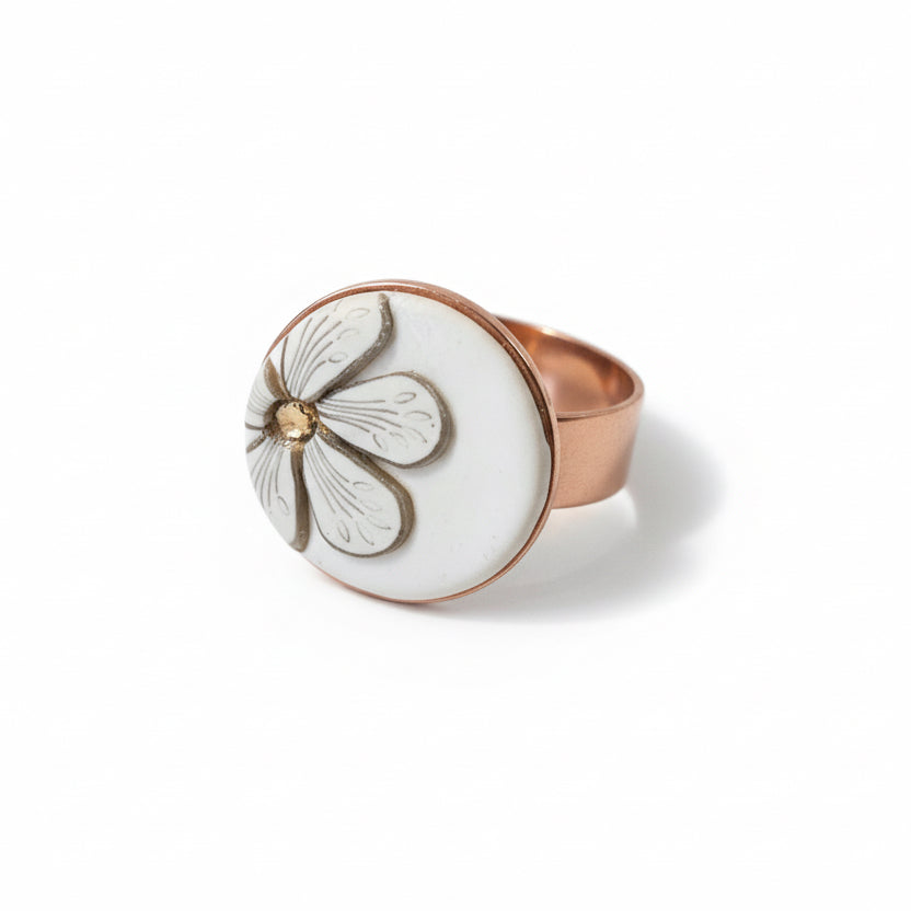 Cappuccino | Floral Adjustable 22mm ring