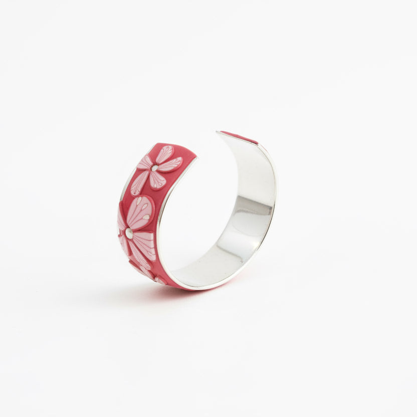 Pink Bloom | Medium Cuff | Hand Sculpted Florals