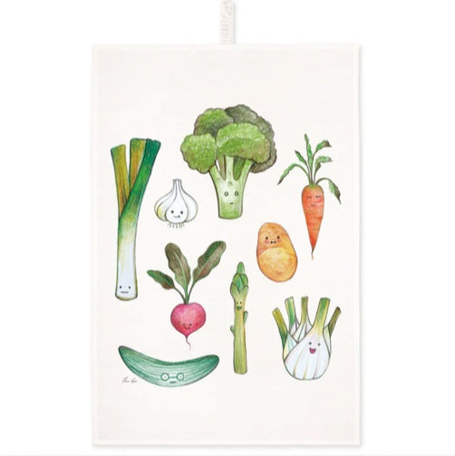 Tea Towel - Vegetable Platter - 🌿 Half linen kitchen towel (55% linen / 45% cotton)