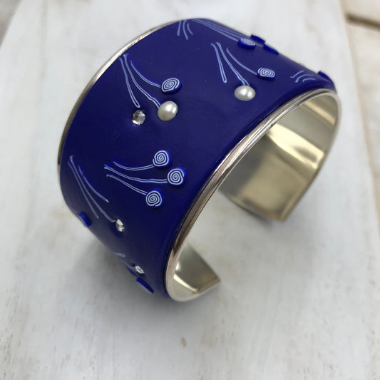 “ Matte Navy Marine”  37mm  Bracelet cuff by Stephanie Fraselle - Artisan Jewellery Design