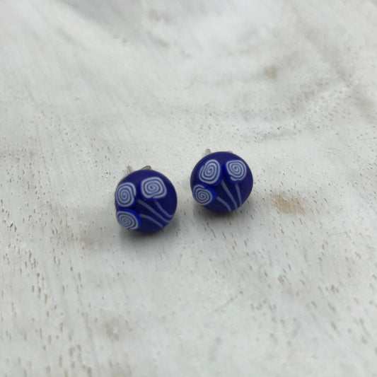 “ Matte Navy Marine  925 STERLING SILVER  - handmade Earring studs - by Stephanie Fraselle - Artisan Jewellery Design
