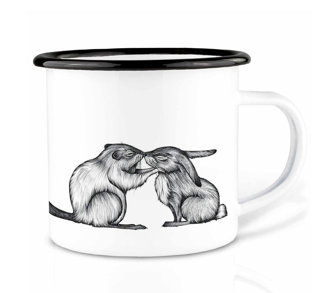 Emailletasse - Der Biber und der Hase