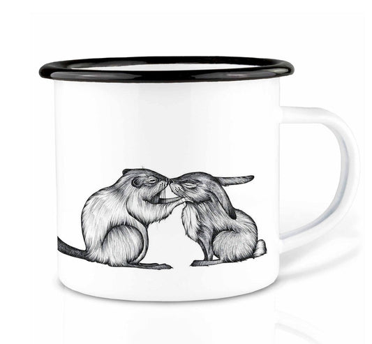 Emailletasse - Der Biber und der Hase