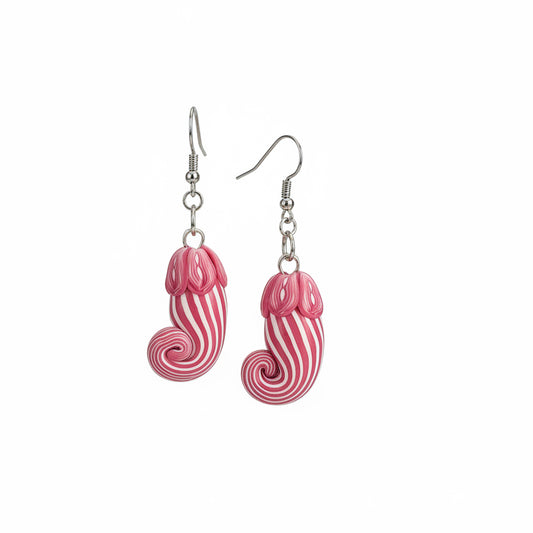 Aubergine Earrings | 925 STERLING SILVER  | PINK stripes