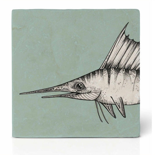 Natural stone art tile  “Swordfish 1 ”