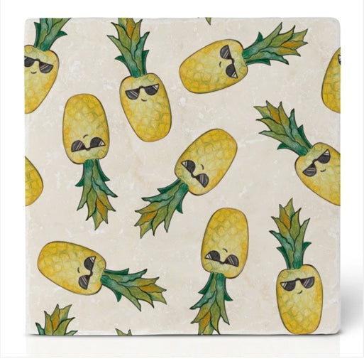 Natural stone art tile  "Pineapples"
