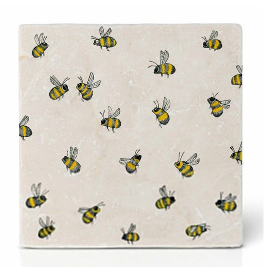 Natural stone art tile “swarm of bees”