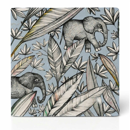 Natural stone art tile  “Elephants”