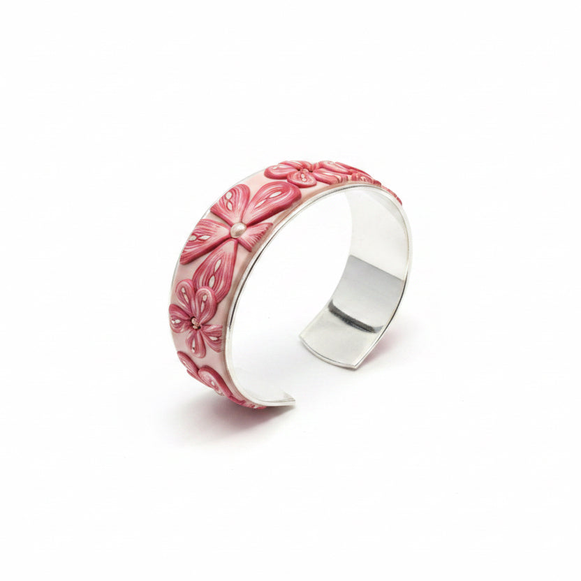 Pink Bloom | Medium Cuff | Hand Sculpted Flora