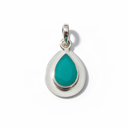 Sterling silver 925 Pendant | 5CT Aquamarine  Chalcedony 3cm