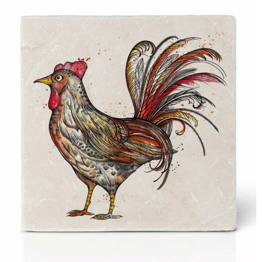 Natural stone art tile “Hen”