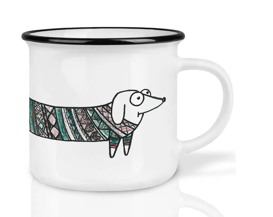 Taza de cerámica de alta calidad - Teckel con su suéter de punto